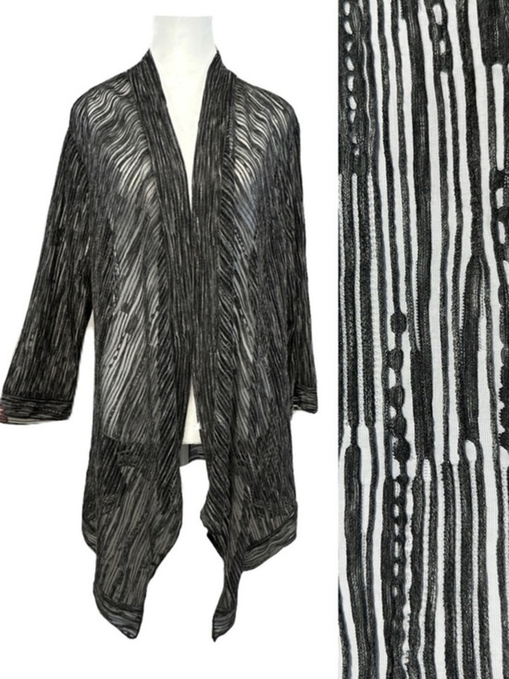Yushi Lagenlook Open Duster Cardigan Sheer Mesh Grunge Whimsigoth XL*